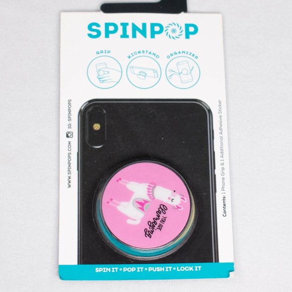 SpinPop Universal Phone Holder ‘You Are Llamazing’ Grip Kickstand Organizer - Picture 1 of 5